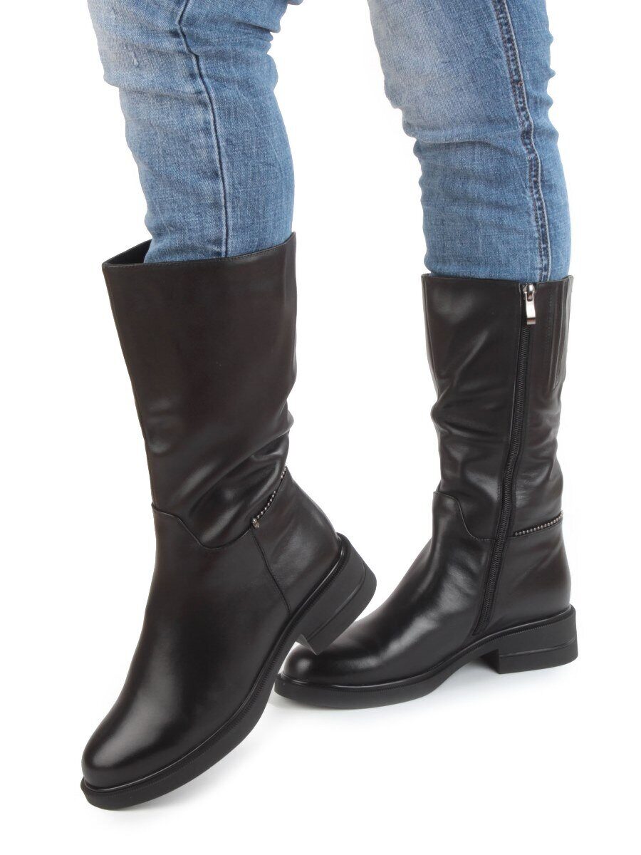 Z4225M BLACK Сапоги зимние женские (натуральная кожа, натуральный мех)