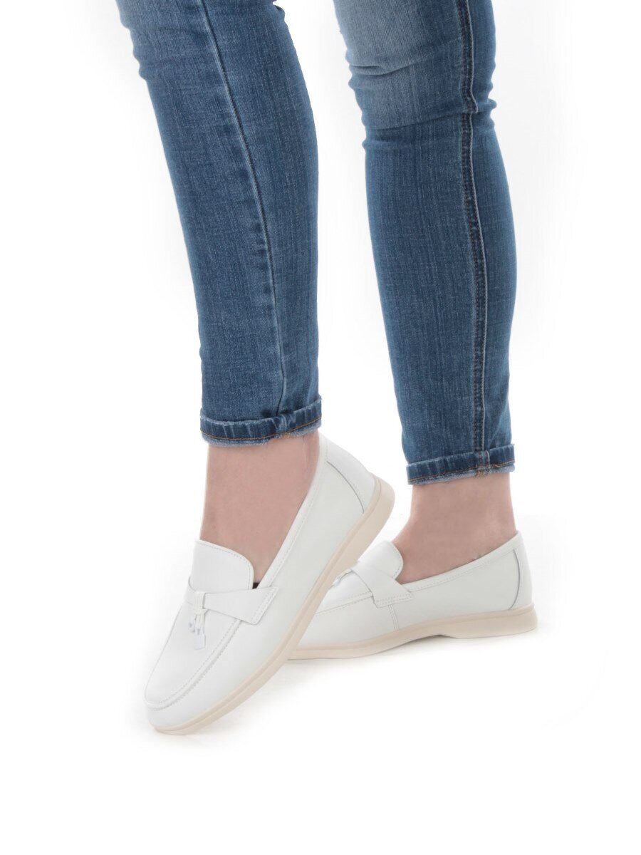 03-B416-1 WHITE Лоферы женские (натуральная кожа)