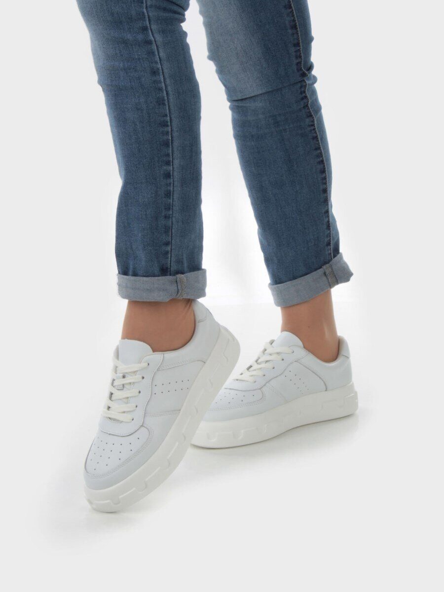 05-PDXL101-1 WHITE Кроссовки женские (натуральная кожа)