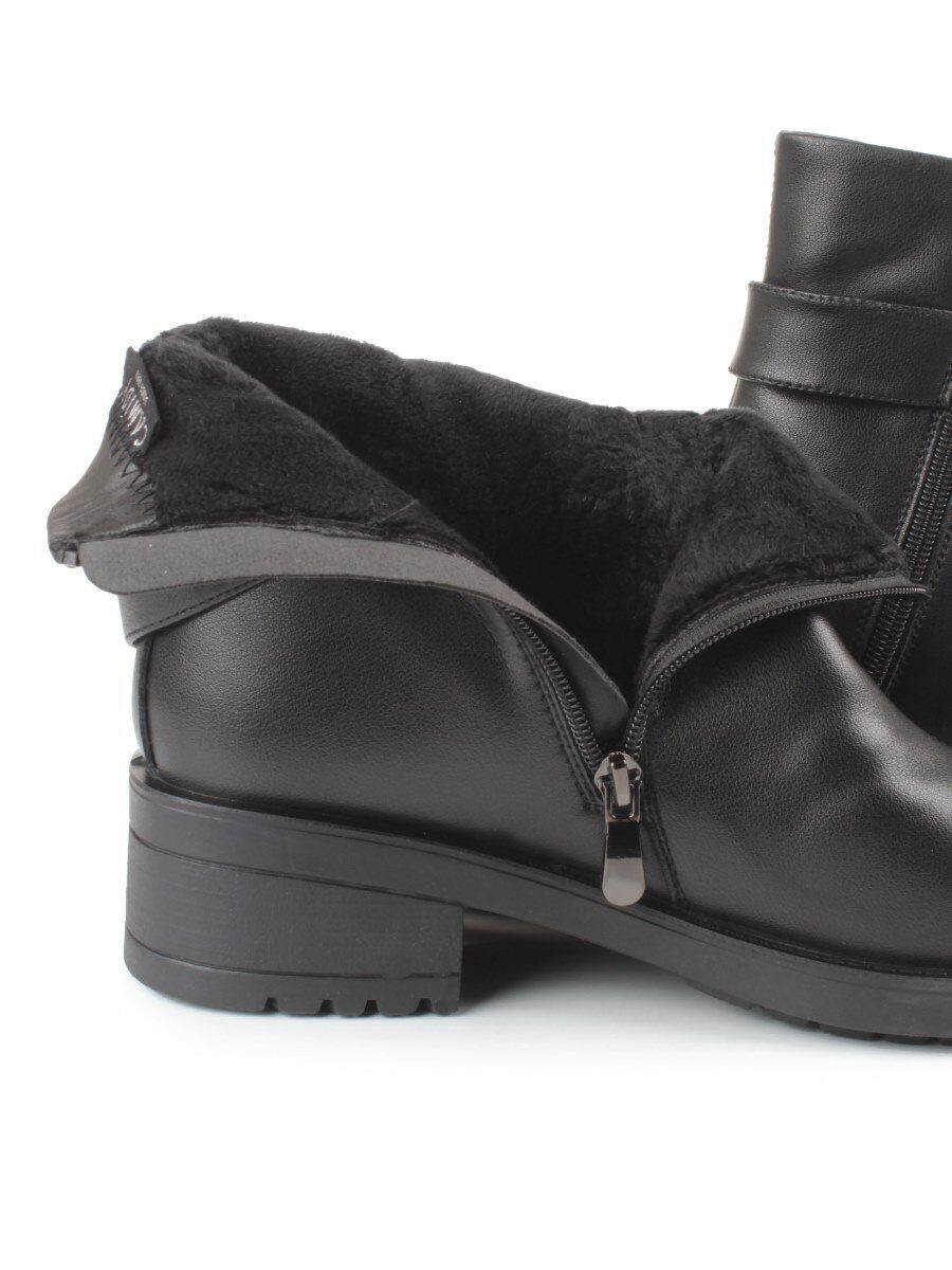 01-5575-1 BLACK Ботинки демисезонные женские (натуральная кожа, натуральная байка)