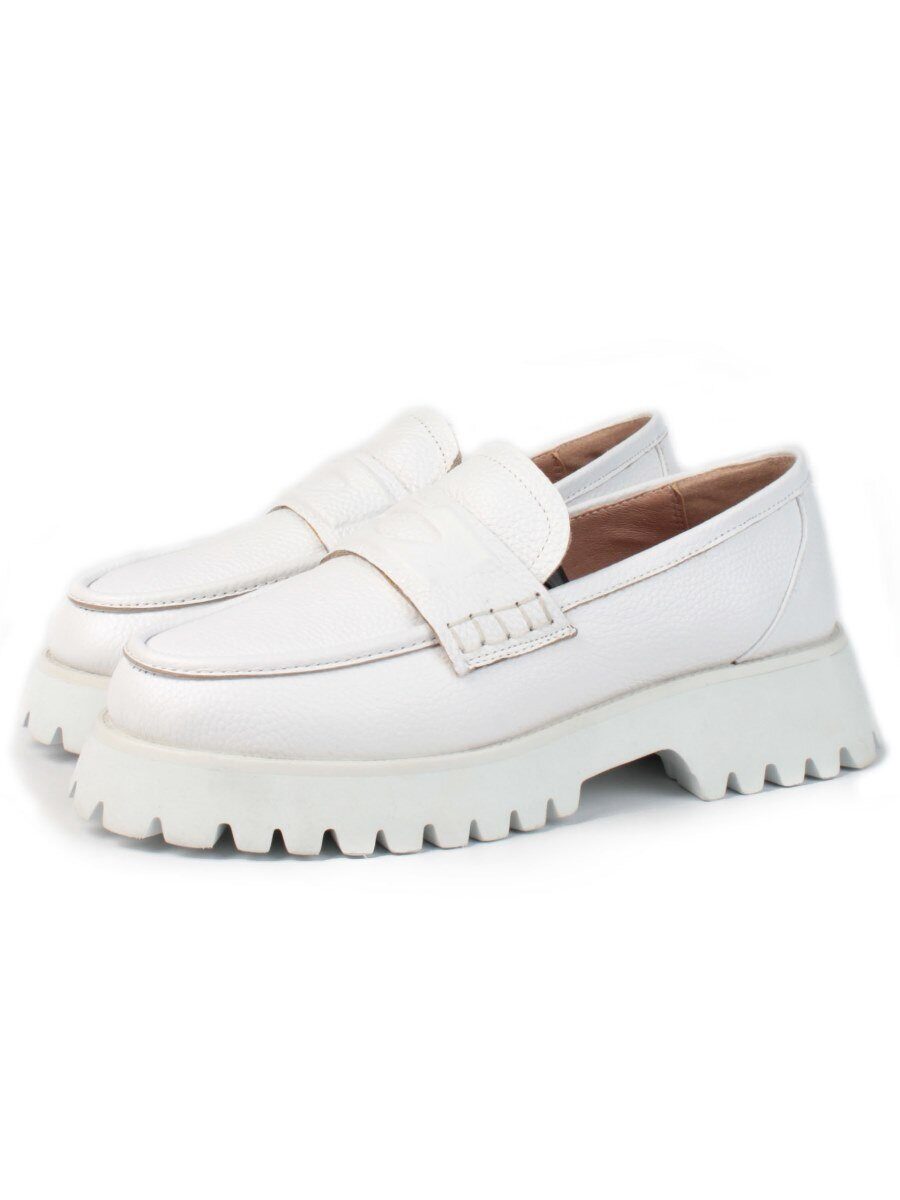 03-YP9860B WHITE Лоферы женские (натуральная кожа)