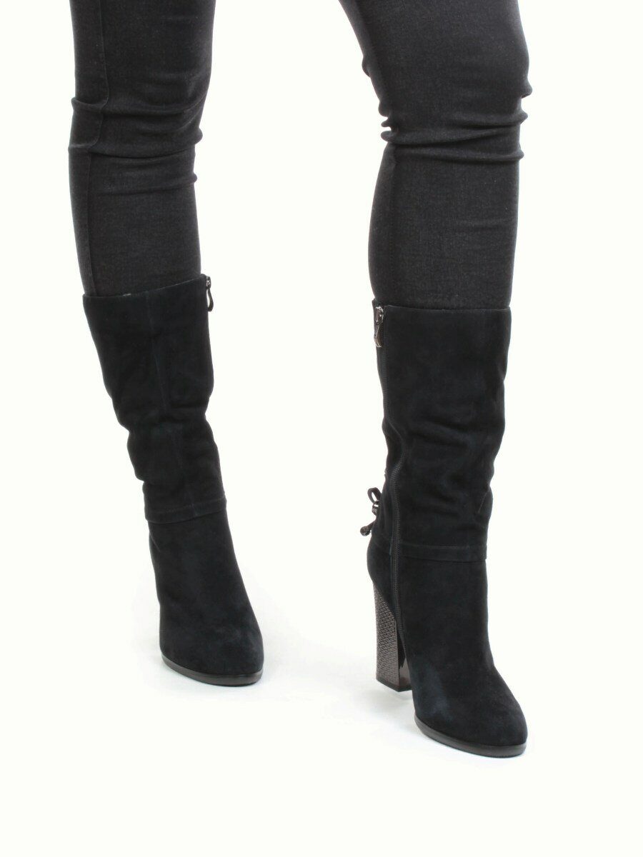 YF189-202M BLUE Полусапоги зимние женские (натуральная кожа, натуральный мех (еврозима))