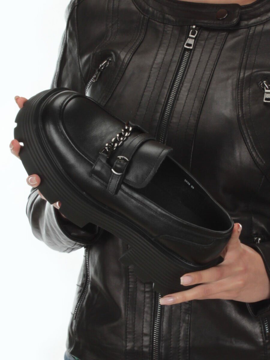 03-5933 BLACK Лоферы женские (натуральная кожа)