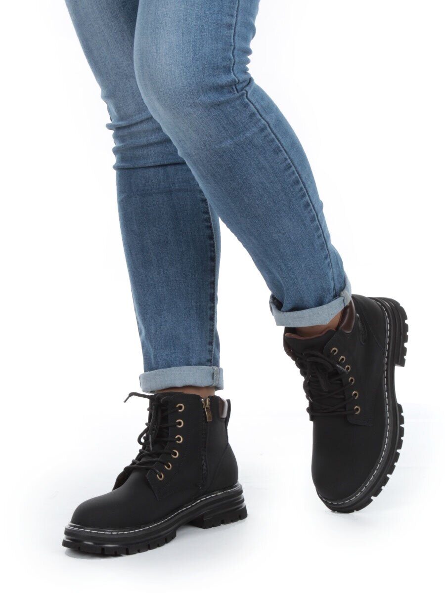 01-P8305-2 BLACK Ботинки демисезонные женские (натуральная кожа)