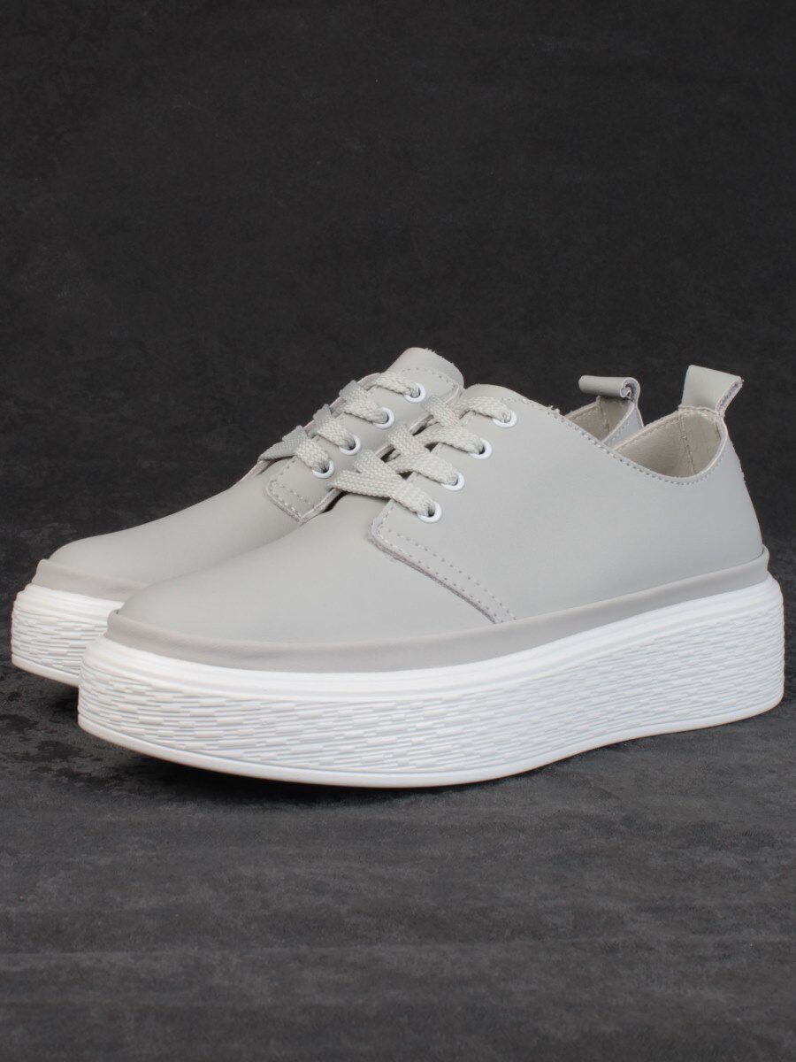 05-PDF88-2 GRAY Кроссовки женские (натуральная кожа)