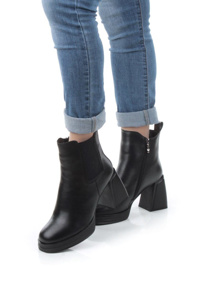 04-M3-836 BLACK Ботильоны зимние женские (натуральная кожа, натуральный мех)
