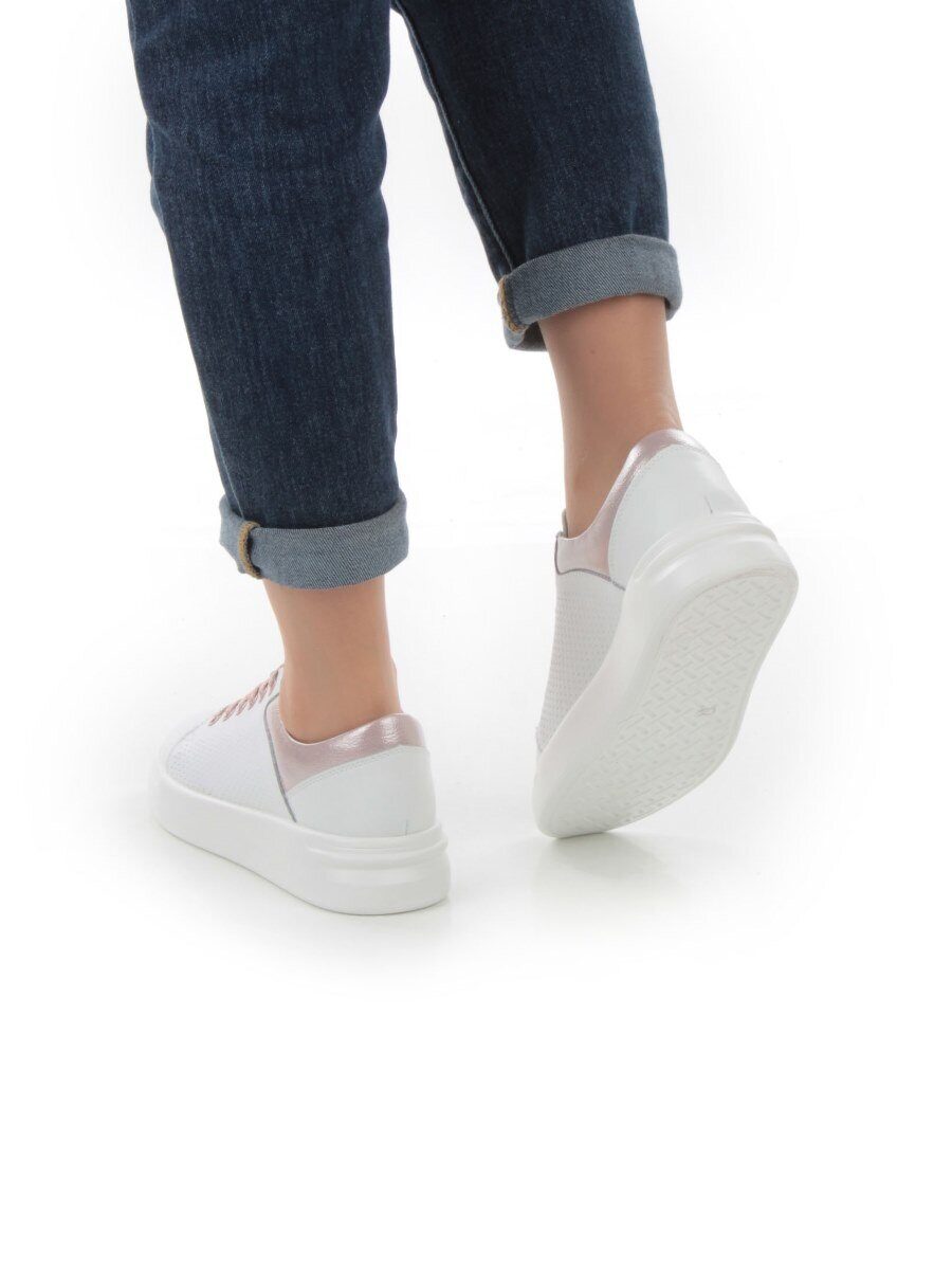 05-PDXT13-2 WHITE/PINK Кроссовки женские (натуральная кожа)