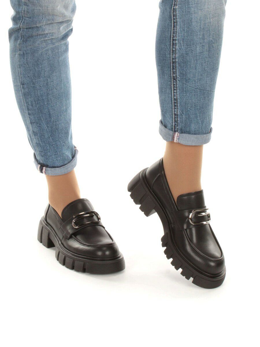 03-C1821-1 BLACK Лоферы женские (натуральная кожа)