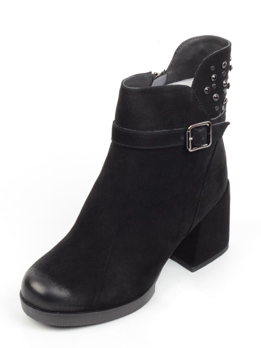 04-R164-1 BLACK Полусапоги женские (натуральная замша, натуральный мех)