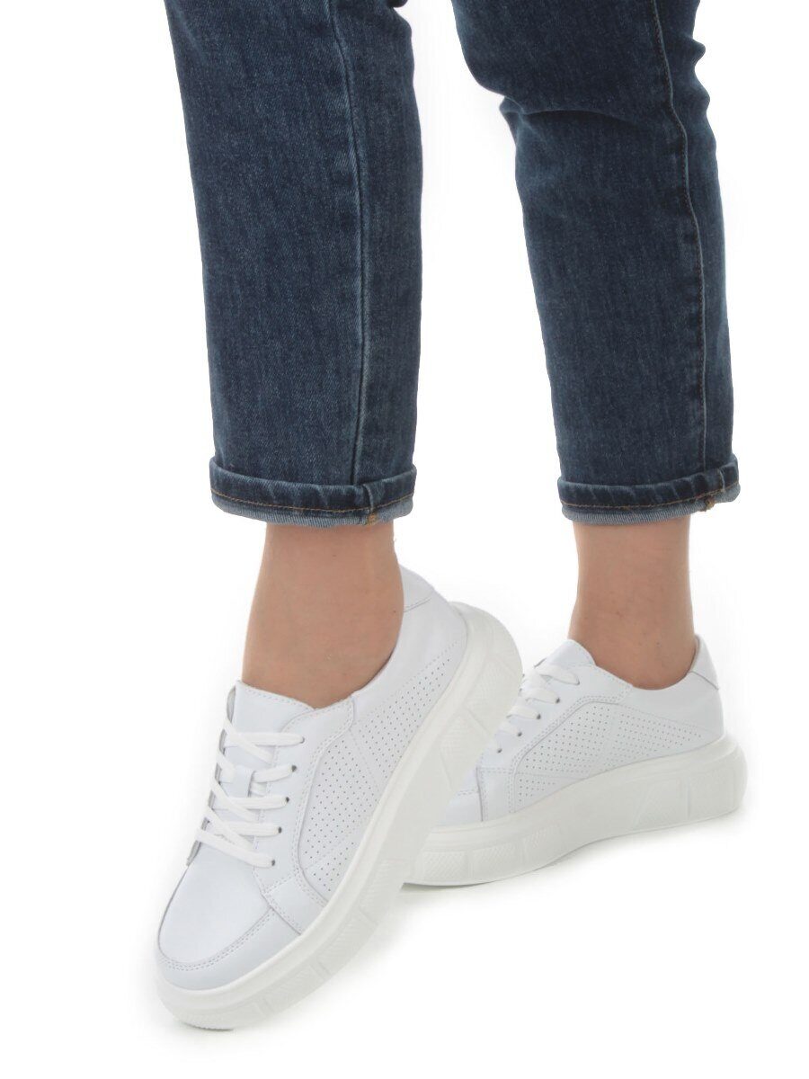 05-PDE35-1 WHITE Кроссовки женские (натуральная кожа)