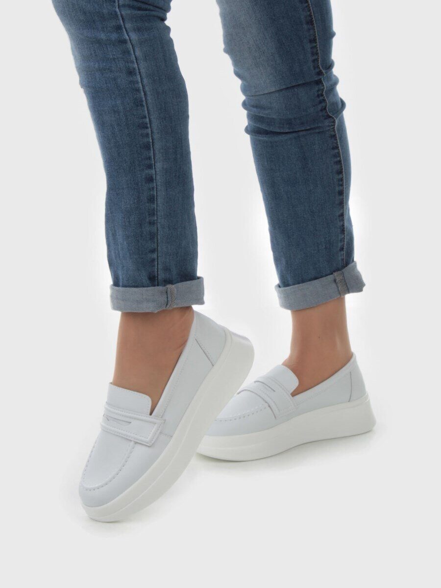 03-PDD171-1 WHITE Полуботинки женские (натуральная кожа)