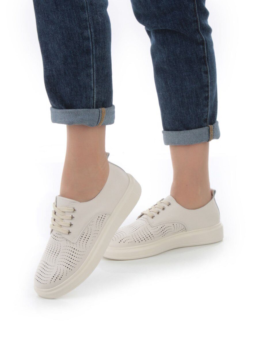 03-HY1-1D BEIGE Полуботинки спортивные женские (натуральная кожа)