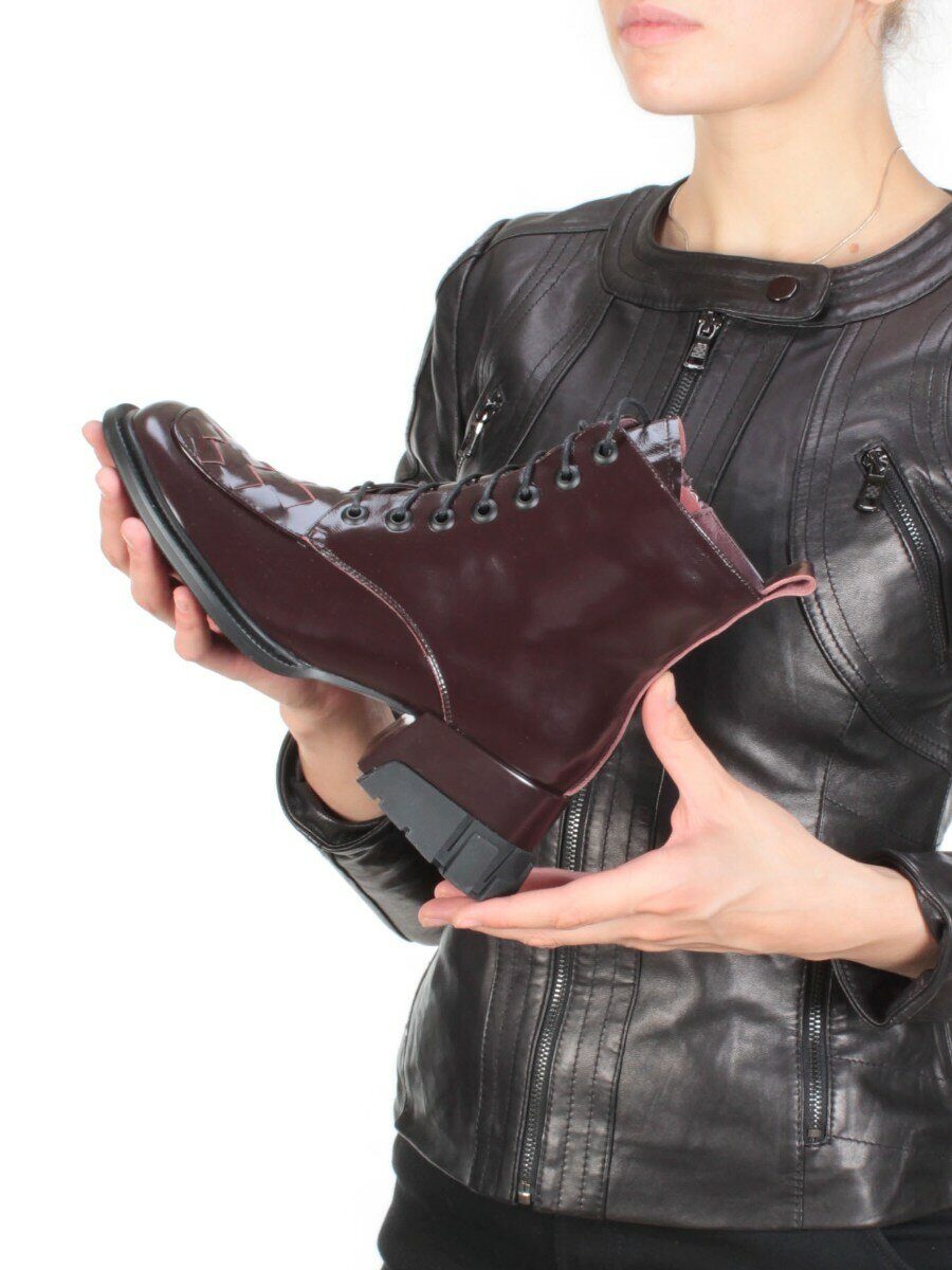 01-CYY11-2 DARK RED Ботинки демисезонные женские (натуральная кожа, байка)