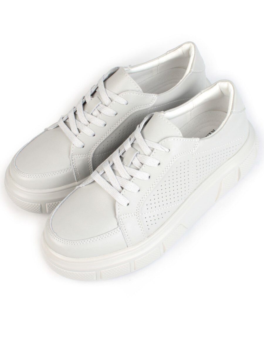 05-PDE35-3 GRAY Кроссовки женские (натуральная кожа)