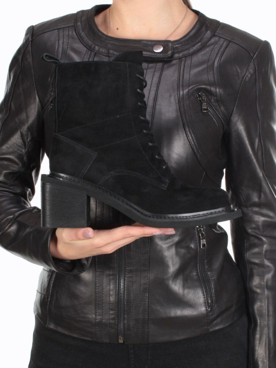 04-E21W-2B BLACK Ботинки зимние женские (натуральная замша, натуральный мех)