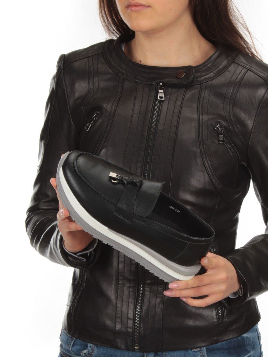 03-5951-3 BLACK Лоферы женские (натуральная кожа)