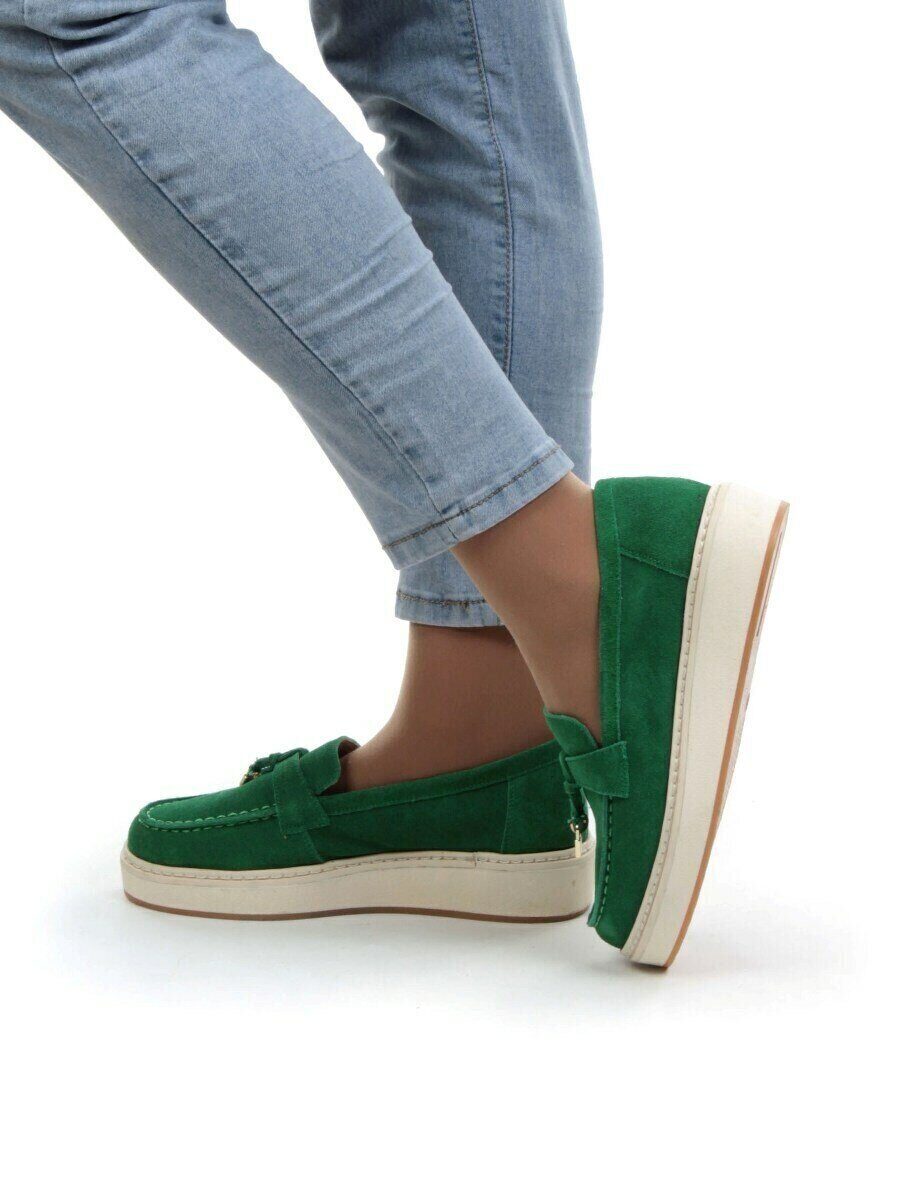 03-5061-6 GREEN Лоферы женские (натуральная замша)