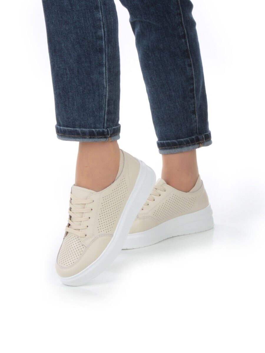 05-HY14-1D BEIGE Кроссовки женские (натуральная кожа)