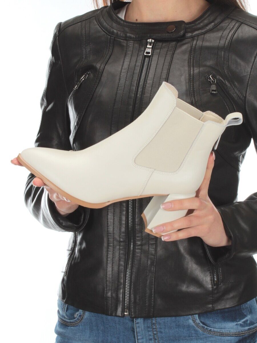 01-PCT169-2 BEIGE Ботинки Челси демисезонные женские (натуральная кожа, байка)