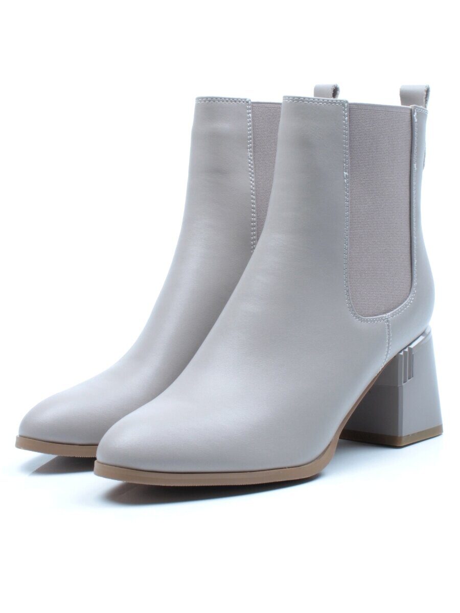 01-PCM359-2 GRAY/BEIGE Ботинки Челси демисезонные женские (натуральная кожа, байка)