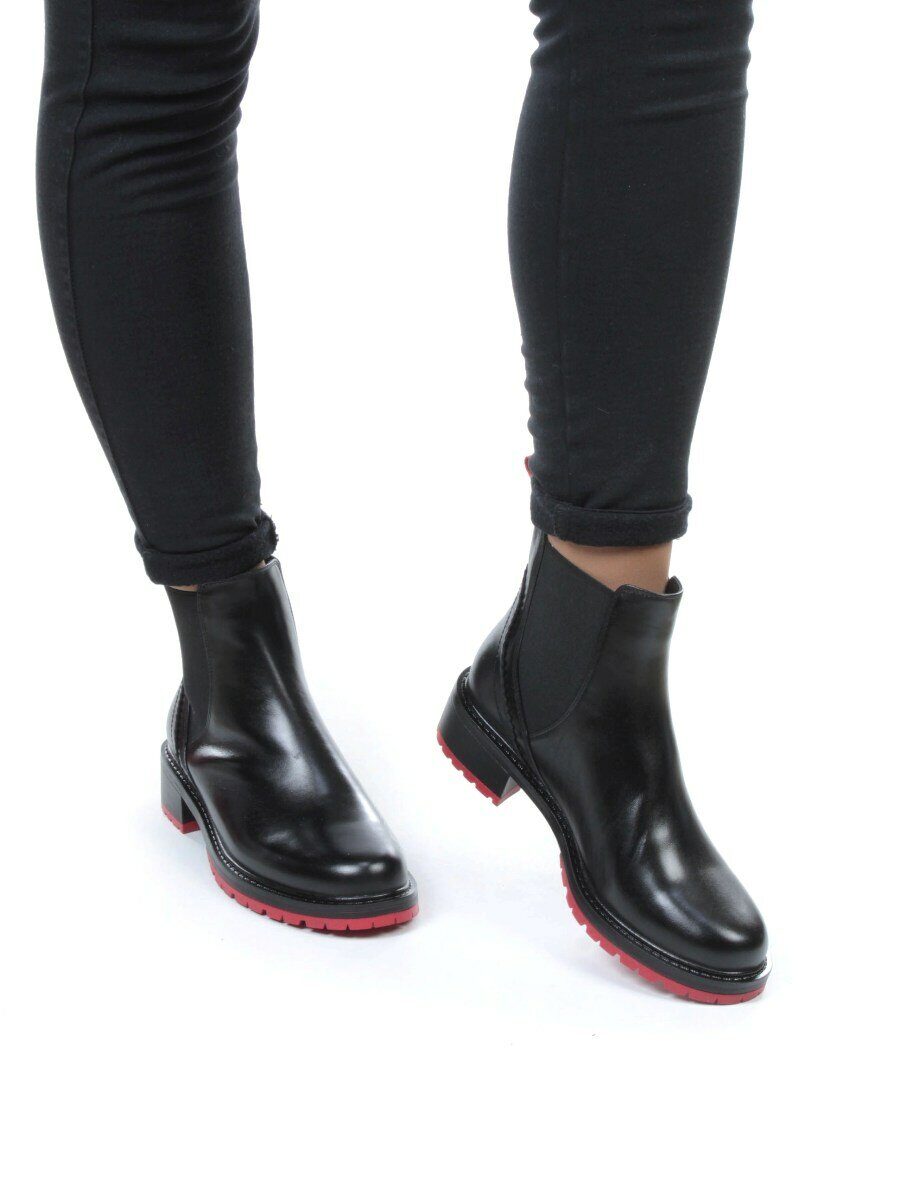 01-CA169-21B100M BLACK Ботинки демисезонные женские (натуральная кожа, байка)