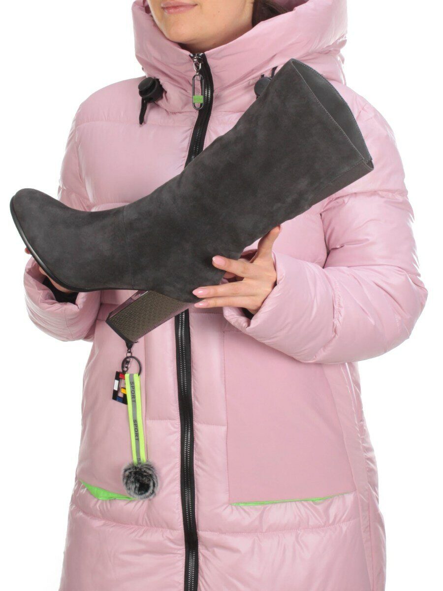 YF189-012M DARK GREY Полусапоги зимние женские (натуральная замша, натуральный мех (еврозима))