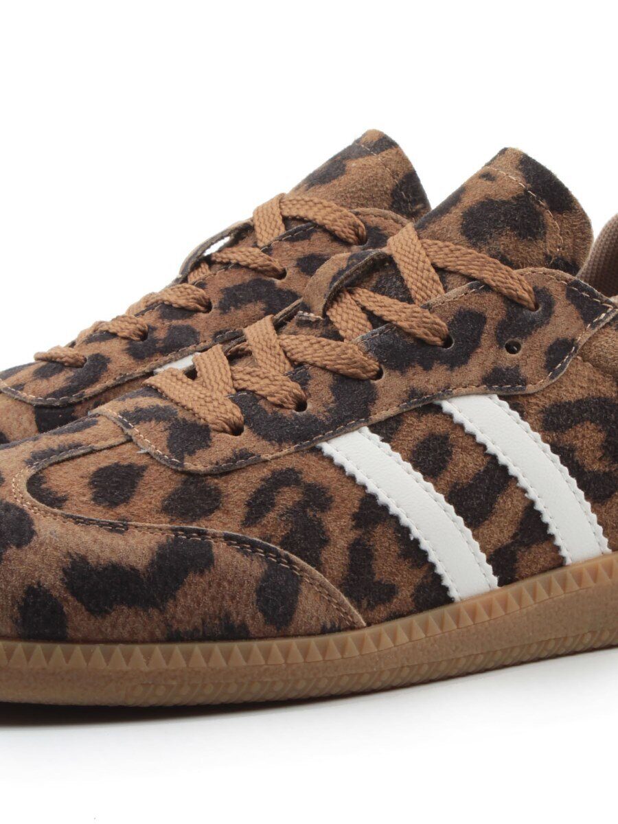 03-270-6PC LT. BROWN/LEOPARD Кеды женские (натуральная кожа)