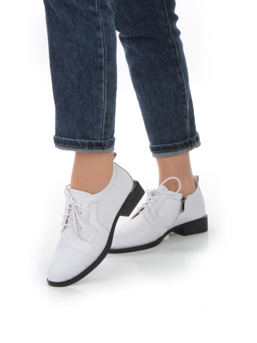 03-YP9862B WHITE Полуботинки женские (натуральная кожа)