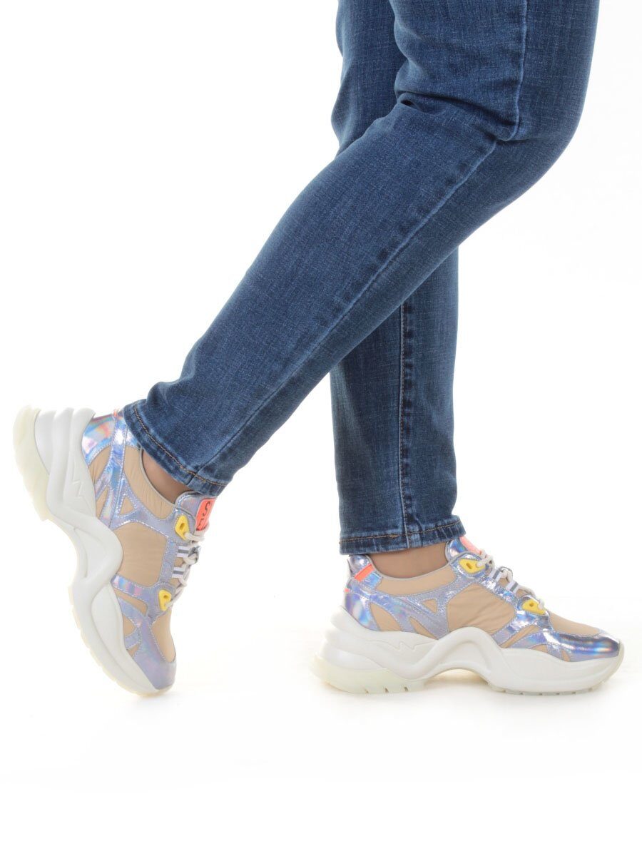 05-1917-2В BEIGE Кроссовки утепленные женские (натуральная кожа, болонь)