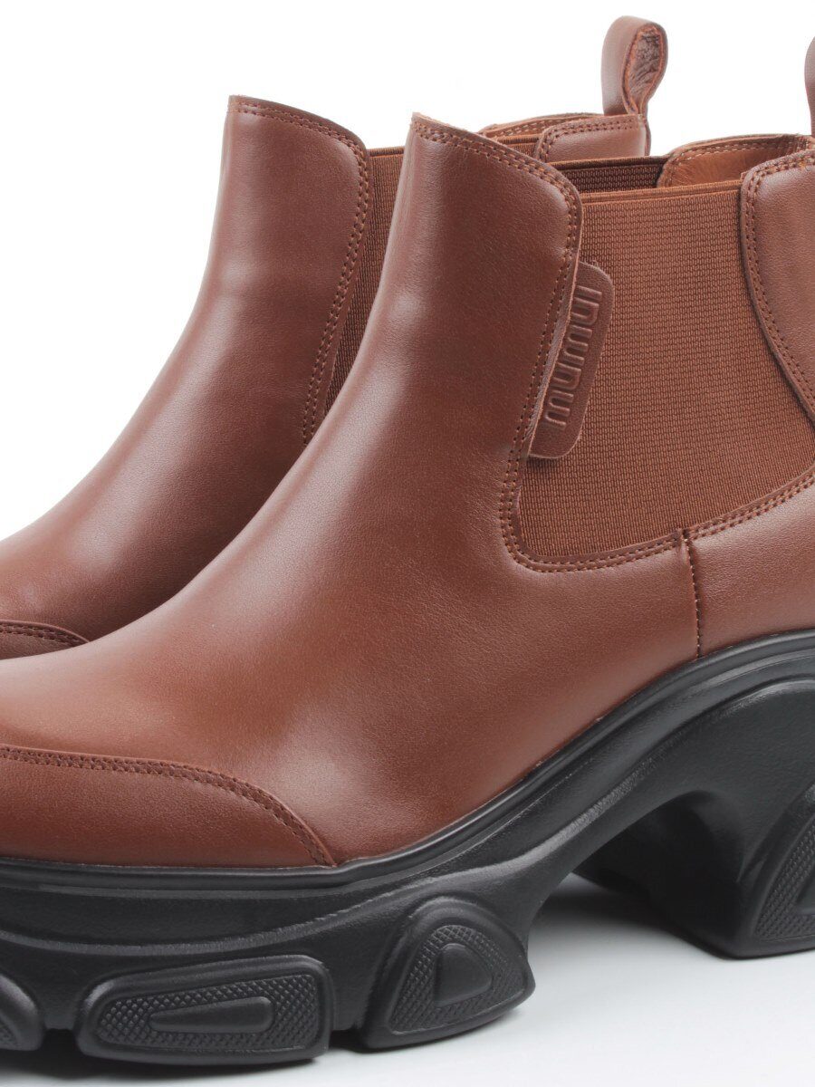 01-H23B40MB BROWN Ботинки демисезонные женские (натуральная кожа, байка)