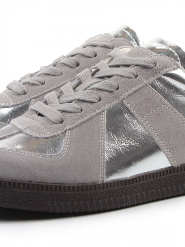 03-2106-2 DK. GREY/SILVER Кеды женские (натуральная кожа)