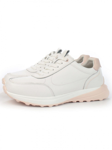 05-HY23-2D WHITE/PINK Кроссовки женские (натуральная кожа)