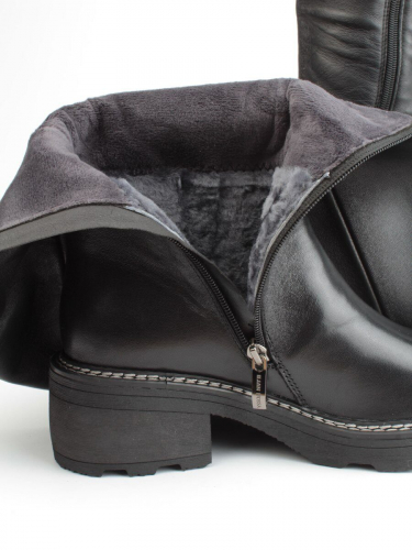02-FI444-1M BLACK Сапоги зимние женские (натуральная кожа, байка, натуральный мех)
