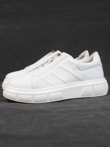 05-PDL256-1 WHITE Кроссовки женские (натуральная кожа)