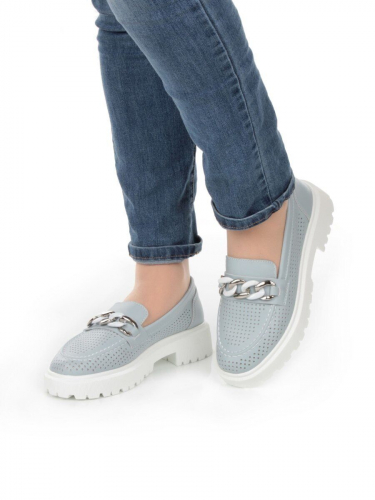 03-PDD153-2 GRAY/BLUE Полуботинки женские (натуральная кожа)