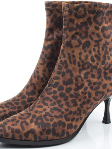 01-H26B-42PC BROWN LEOPARD Ботильоны демисезонные женские (искусственная замша)
