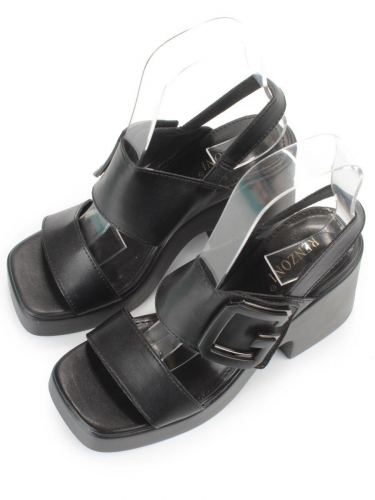 08-PEY330-2 BLACK Босоножки женские (натуральная кожа)