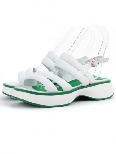 08-PEL266-3 WHITE/GREEN Босоножки женские (натуральная кожа)
