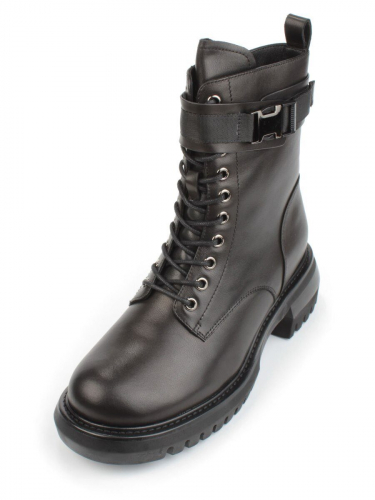 04-M2-592 BLACK Ботинки зимние женские (натуральная кожа, натуральный мех)