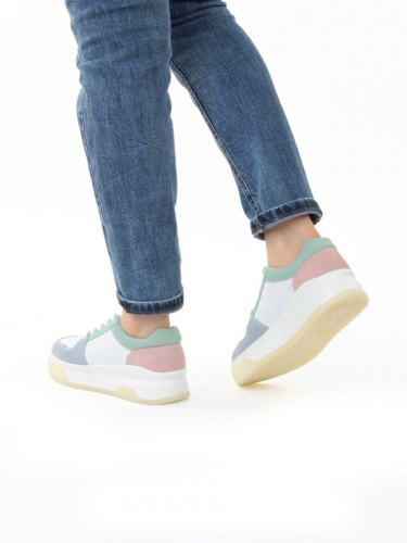 03-YG453-2 WHITE/GREEN/LT. BLUE/PINK Кроссовки женские (натуральная кожа)