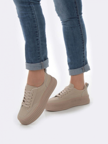 05-P8201-2 DK. BEIGE Кроссовки женские (натуральная кожа)