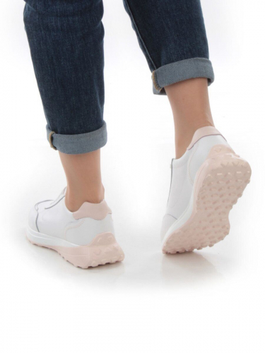 05-HY23-2D WHITE/PINK Кроссовки женские (натуральная кожа)