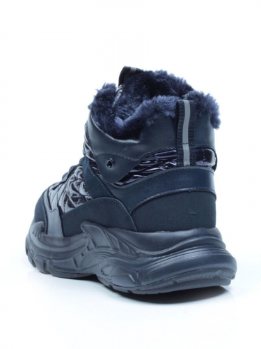 04-8524-2 DARK BLUE Ботинки женские зимние (искусственные материалы)