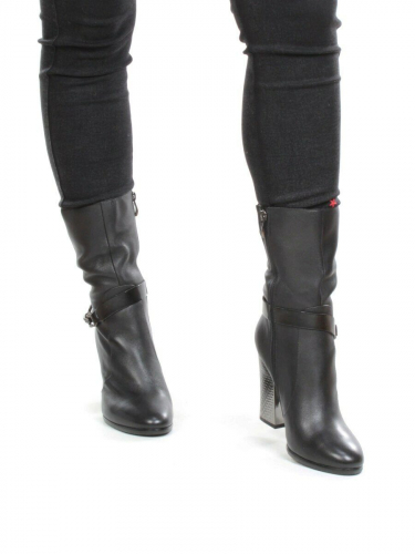 YF189-060M BLACK Полусапоги зимние женские (натуральная кожа, натуральный мех (еврозима))