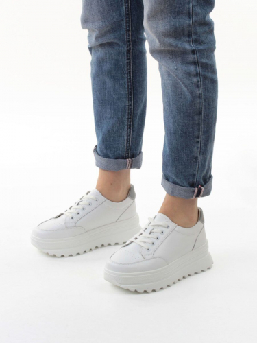 03-YC282-1 WHITE Кроссовки женские (натуральная кожа)