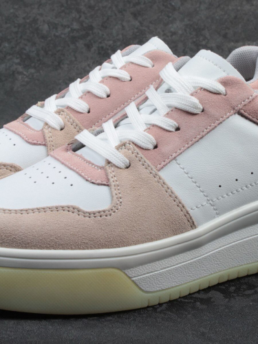 03-YG453-1 WHITE/PINK/BEIGE/LT. BLUE Кроссовки женские (натуральная кожа)