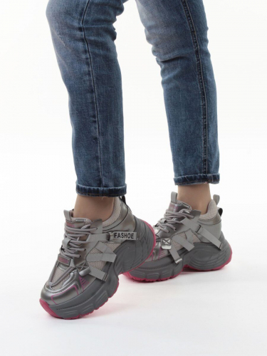 03-18K GREY Кроссовки женские (натуральная кожа, искусственная кожа)
