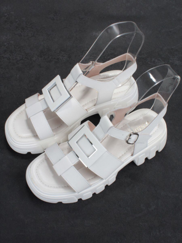 08-PEY195-1 WHITE Босоножки женские (натуральная кожа)
