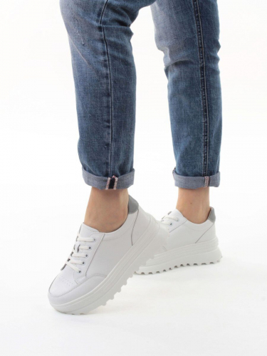 03-YC282-1 WHITE Кроссовки женские (натуральная кожа)