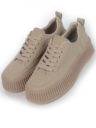 05-P8201-2 DK. BEIGE Кроссовки женские (натуральная кожа)